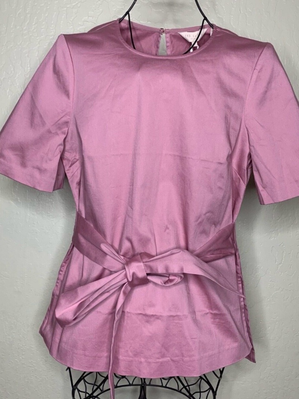 Ted Baker London Dusty Pink Tie-Waist Short Sleeve Blouse